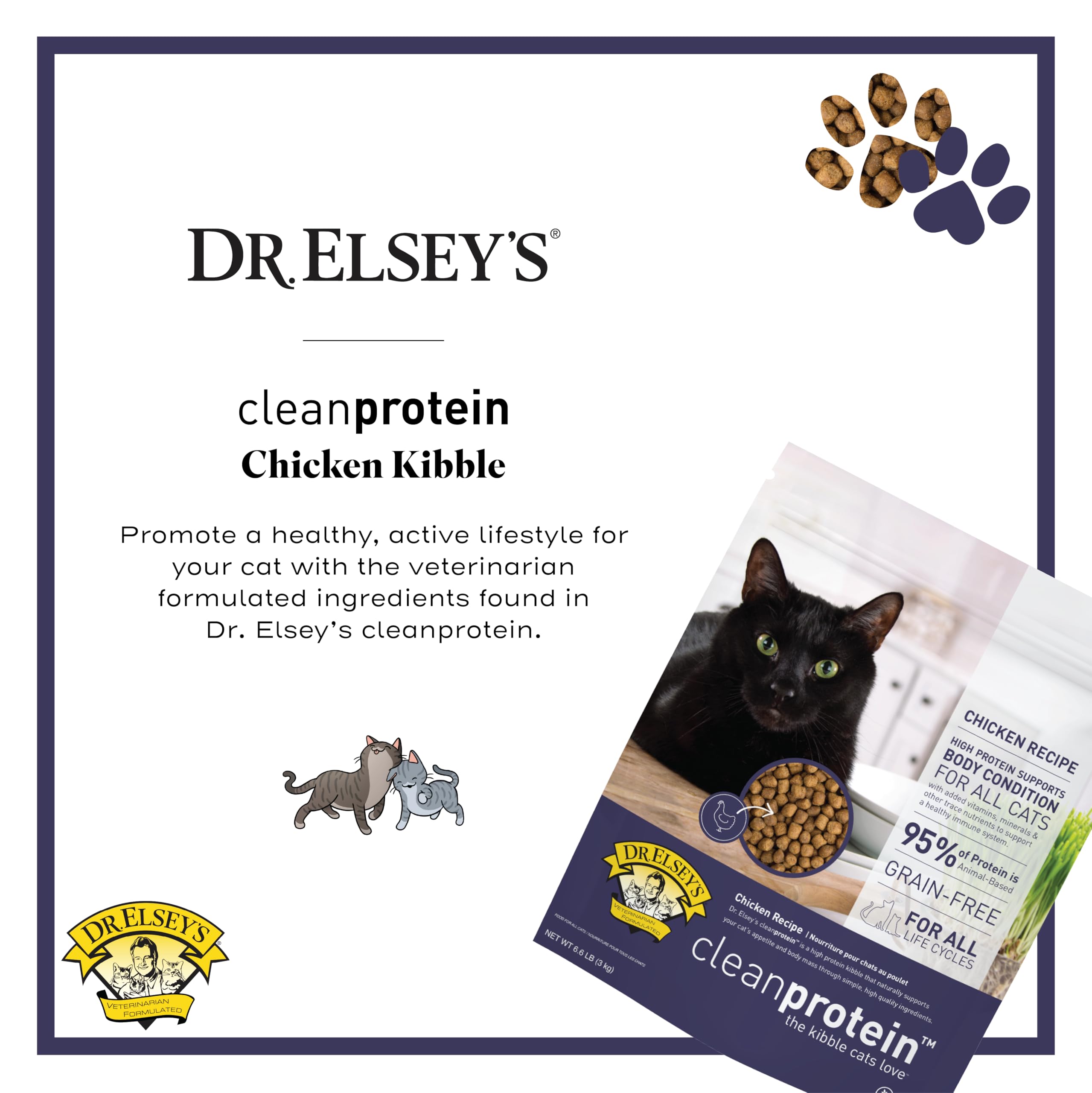 Dr. Elsey's Cleanprotein omega-3, promueve pelaje suave y piel saludable.