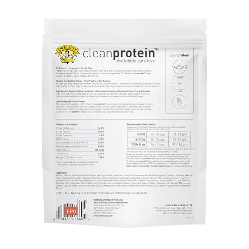 Tazón con alimento Dr. Elsey's Cleanprotein Salmon Formula, textura crujiente para premiar la hora de comer.