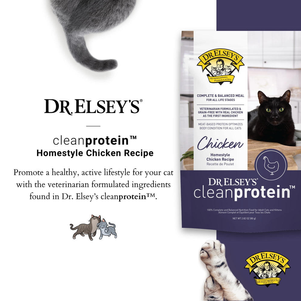 Dr. Elsey's Proteína Limpia Pollo, primer ingrediente de alta calidad para gatos.