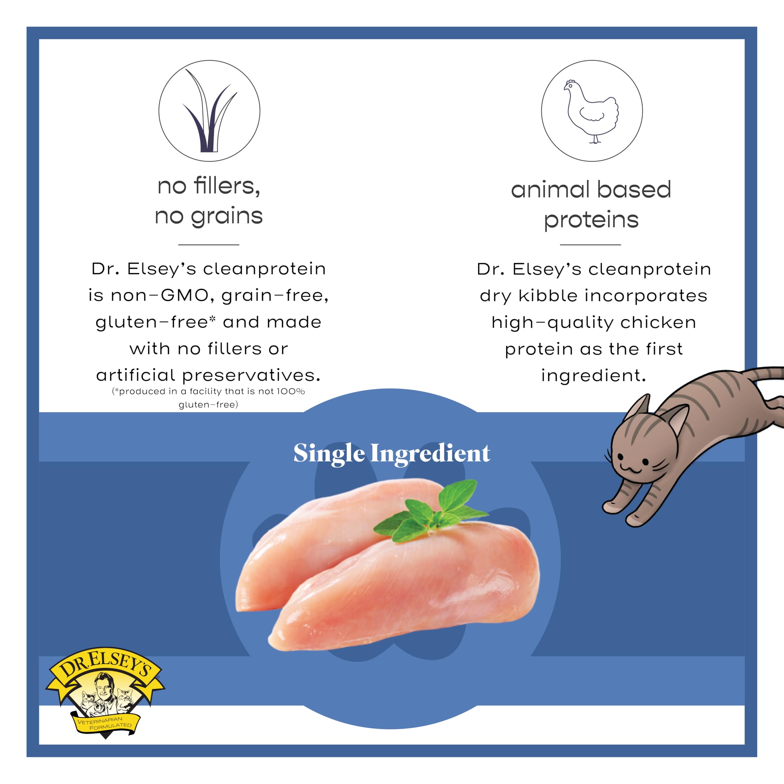 Dr. Elsey's primer ingrediente pollo, alta calidad.