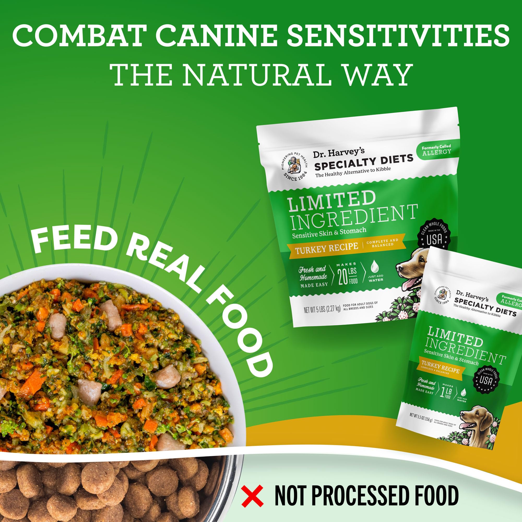 Dr. Harvey's análisis nutricional de proteína y fibra para perros.