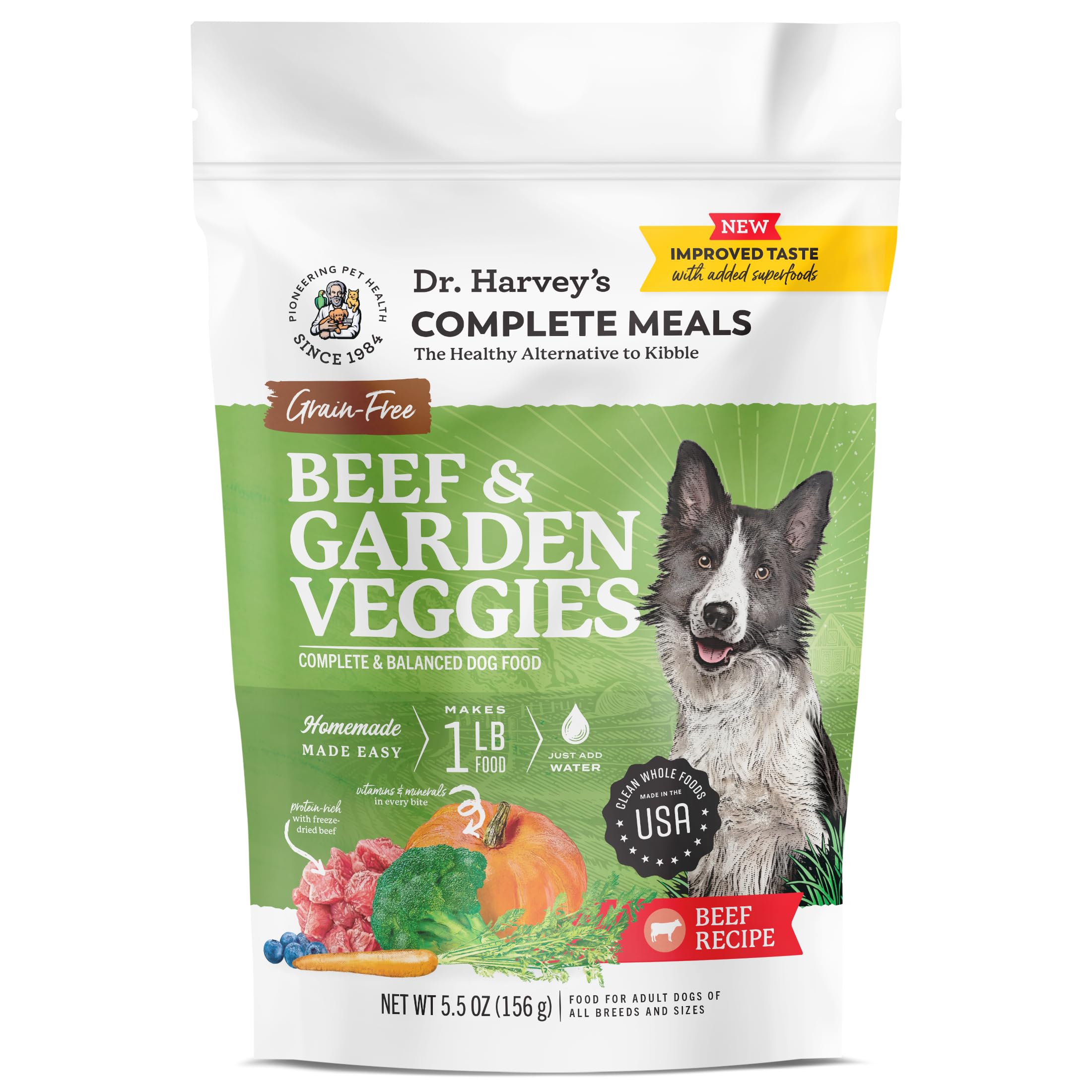 Dr. Harvey's carne de res y verduras deshidratadas, alimento completo para perros.