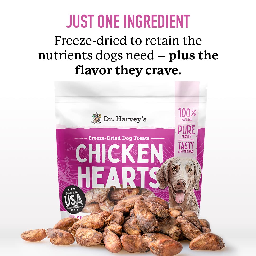 Dr. Harvey's Corazones de Pollo — trozos crujientes para recompensa durante el entrenamiento.