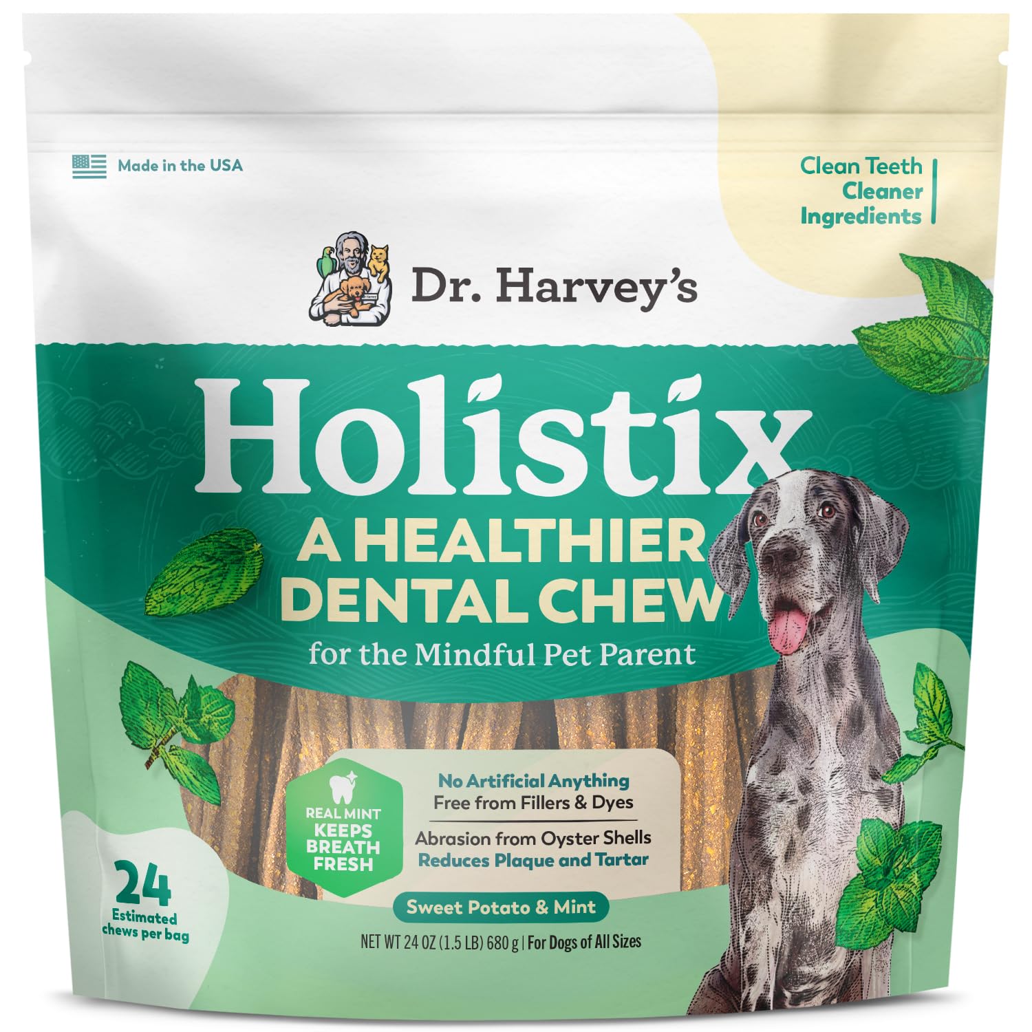 Dr. Harvey's Holistix Dental Chews para perros: dientes limpios tras cada bocado.