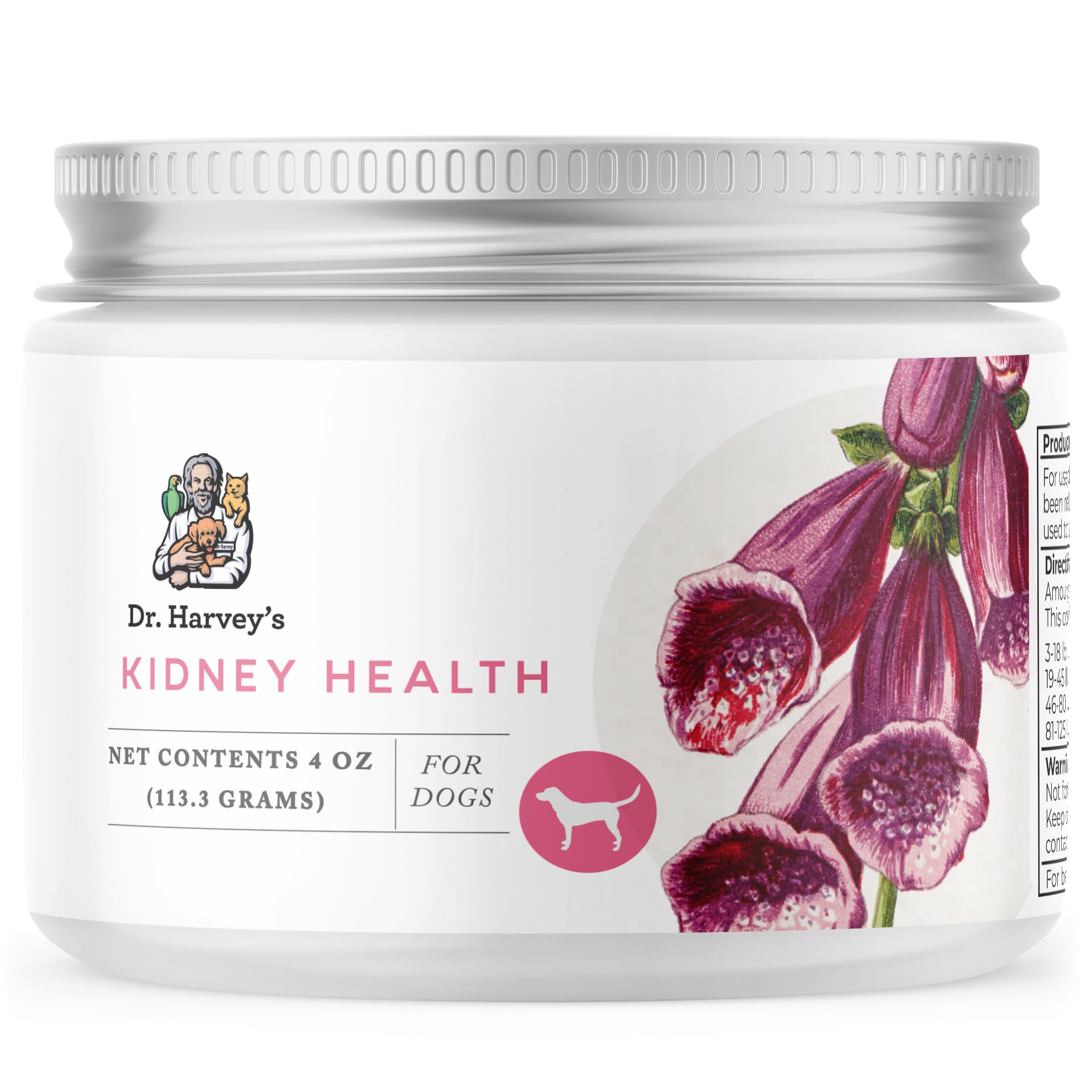 Dr. Harvey's Kidney Health, botella del suplemento para perros con posible apoyo renal.