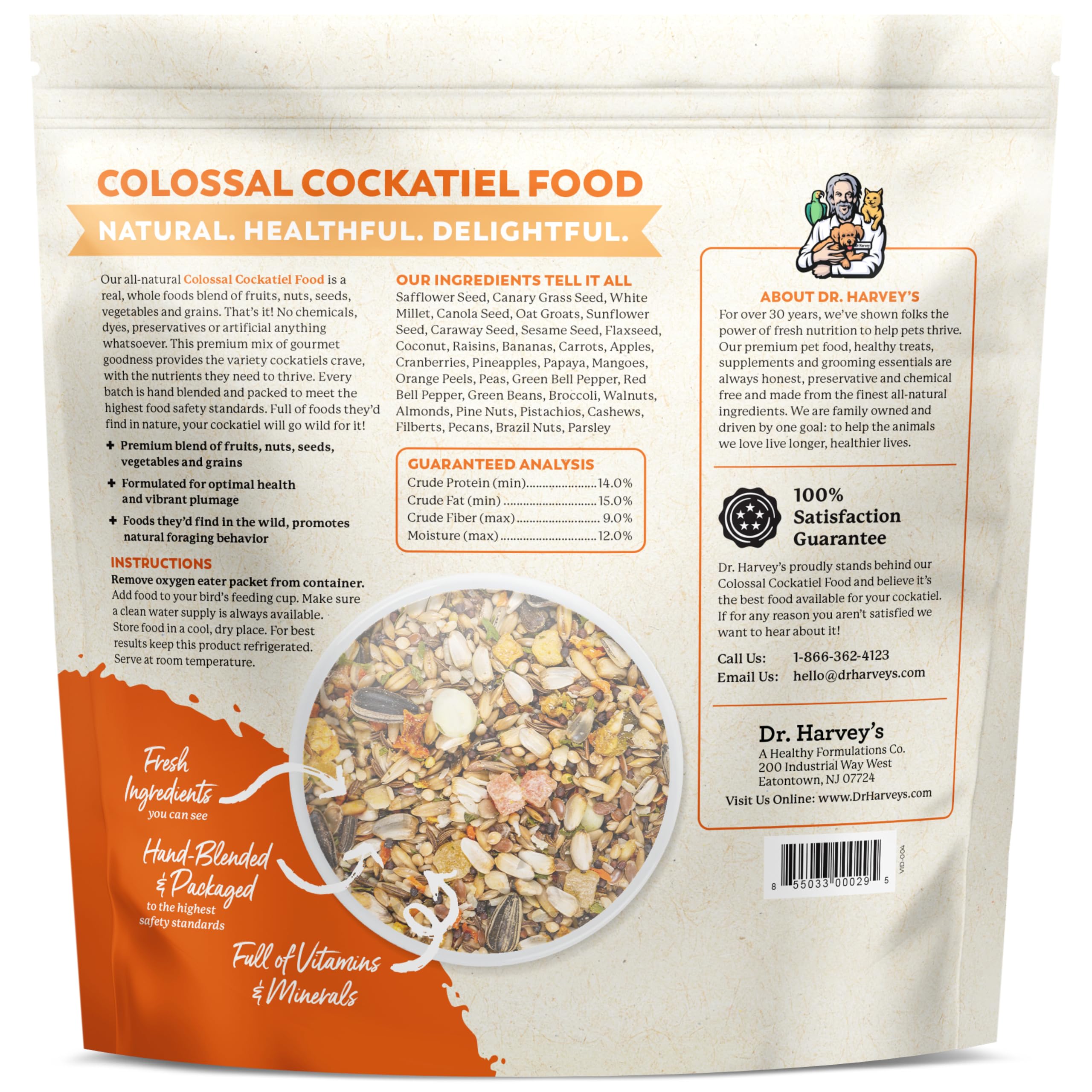 Dr. Harvey's Mezcla Colosal para Lorito Australiano: vegetales variados con fibra y micronutrientes