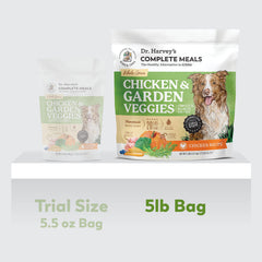 Mezcla principal de carne de res y verduras deshidratadas para una comida completa para perros.