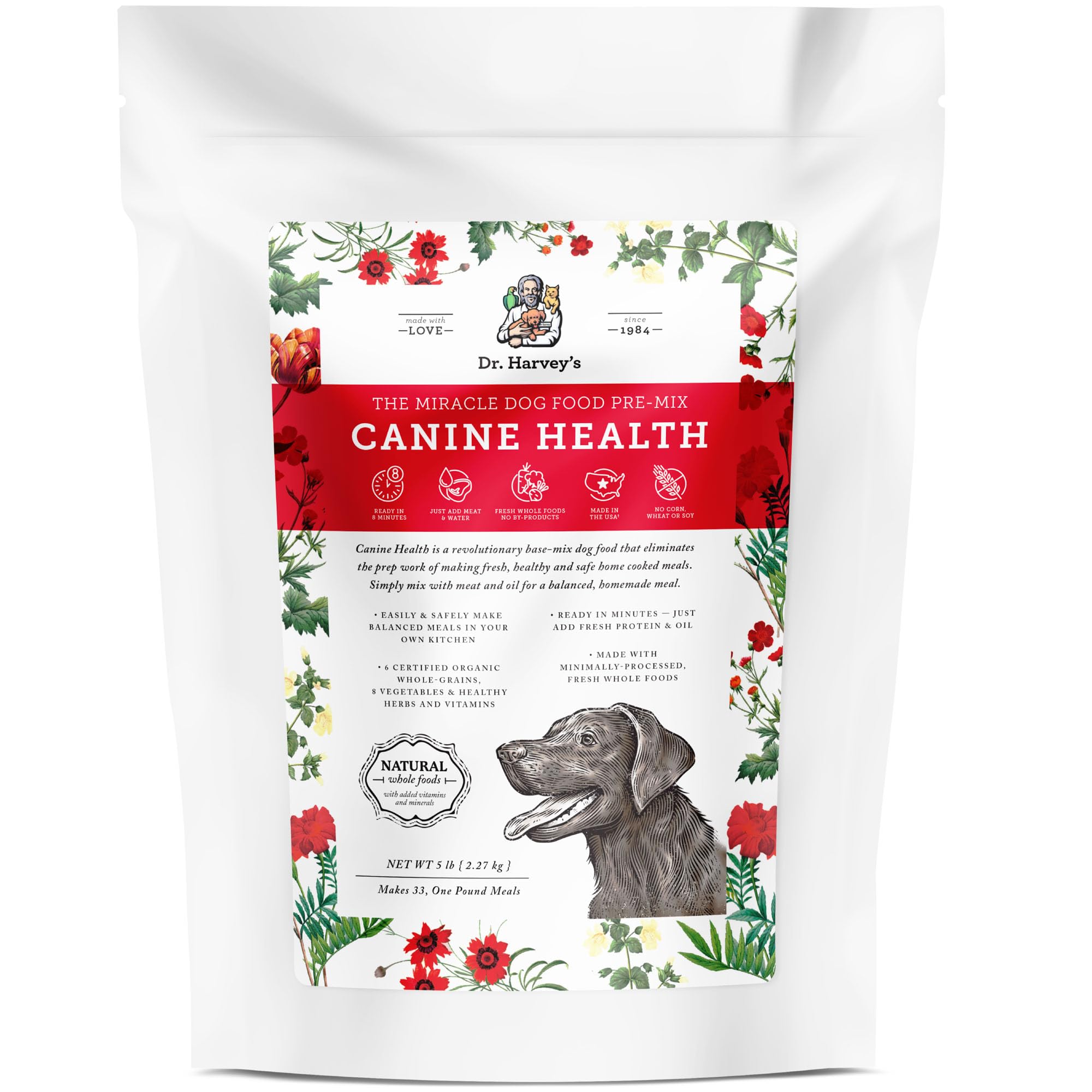 Dr. Harvey's Milagro Salud Canina: base deshidratada de 5 lb para comidas caseras