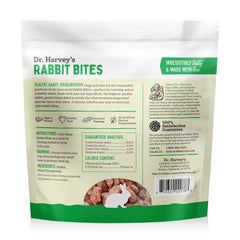 Dr. Harvey's Rabbit Bites etiqueta de ingredientes, opción simple y sin aditivos.