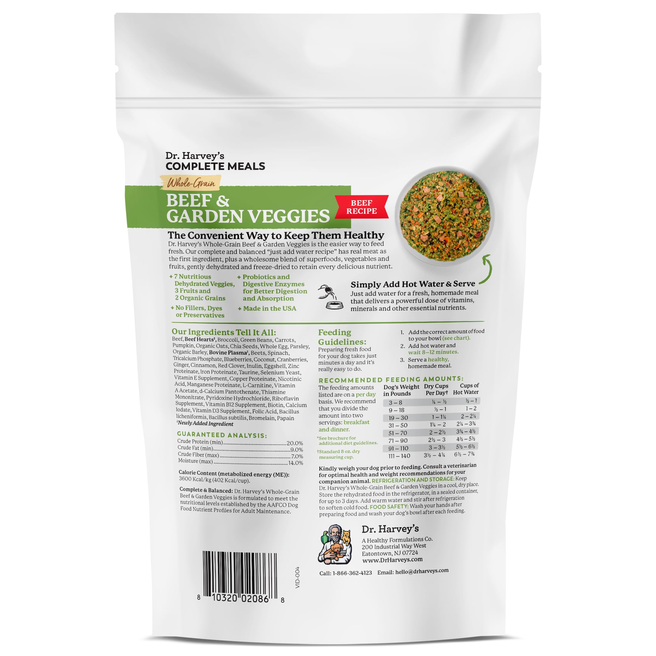 Dr. Harvey's rinde 1 libra de comida lista para perros adultos