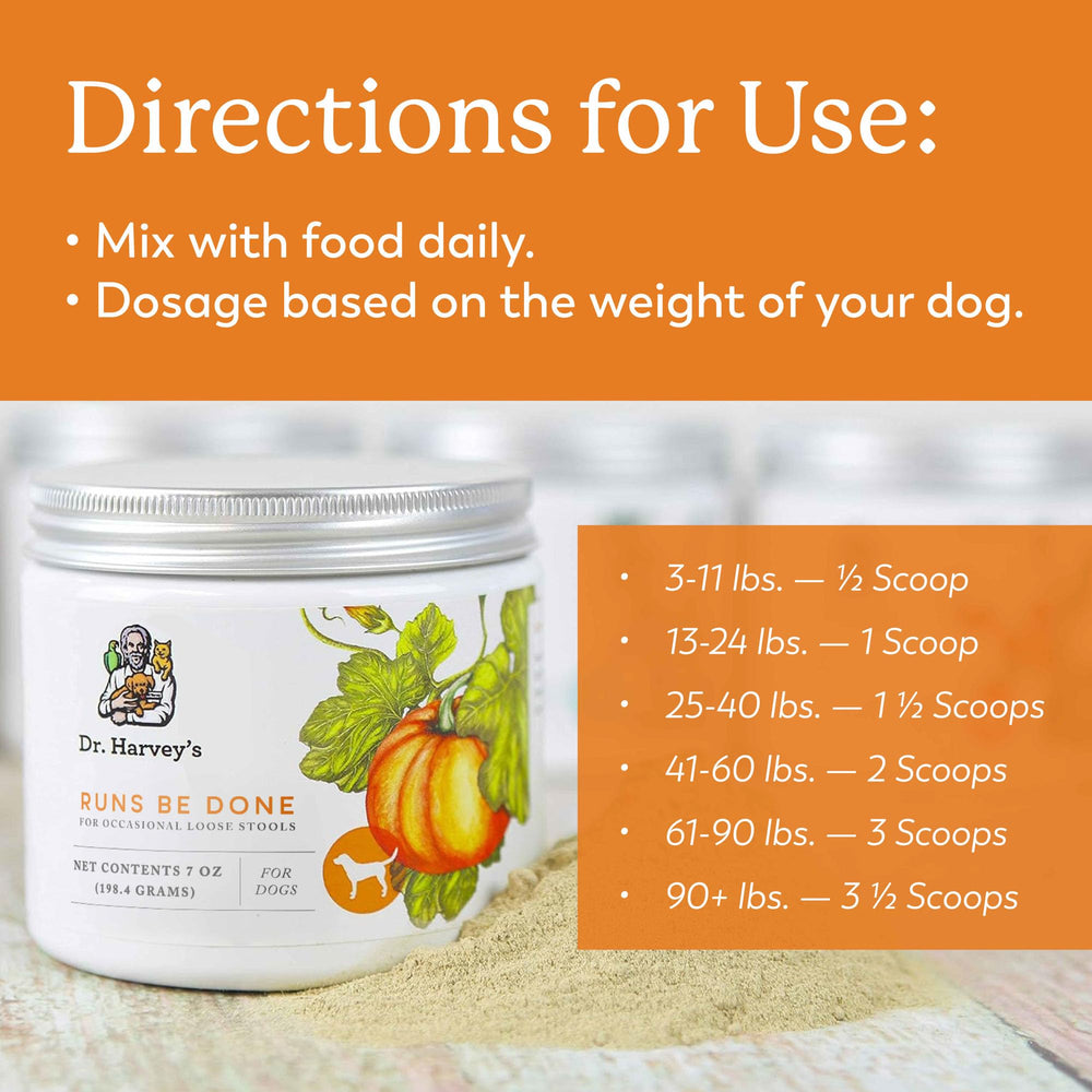 Dr. Harvey's Runs Be Done, mezcla de hierbas y alimentos enteros para la digestión.