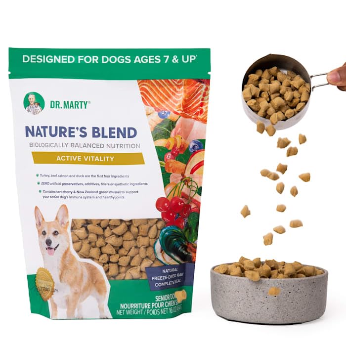 Dr. Marty Nature's Blend Active Vitality, etiqueta nutricional compatible con AAFCO