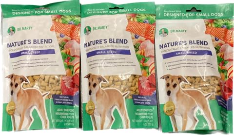 Dr. Marty Nature's Blend para perros pequeños, alimento crudo liofilizado, mejora pelaje y energía diaria.