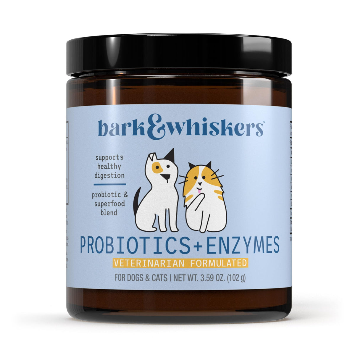 Dr. Mercola Bark & Whiskers Probióticos y Enzimas: bote para apoyo digestivo diario en mascotas