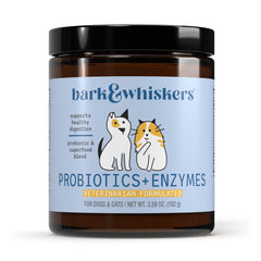 Dr. Mercola Bark & Whiskers Probióticos y Enzimas: bote para apoyo digestivo diario en mascotas