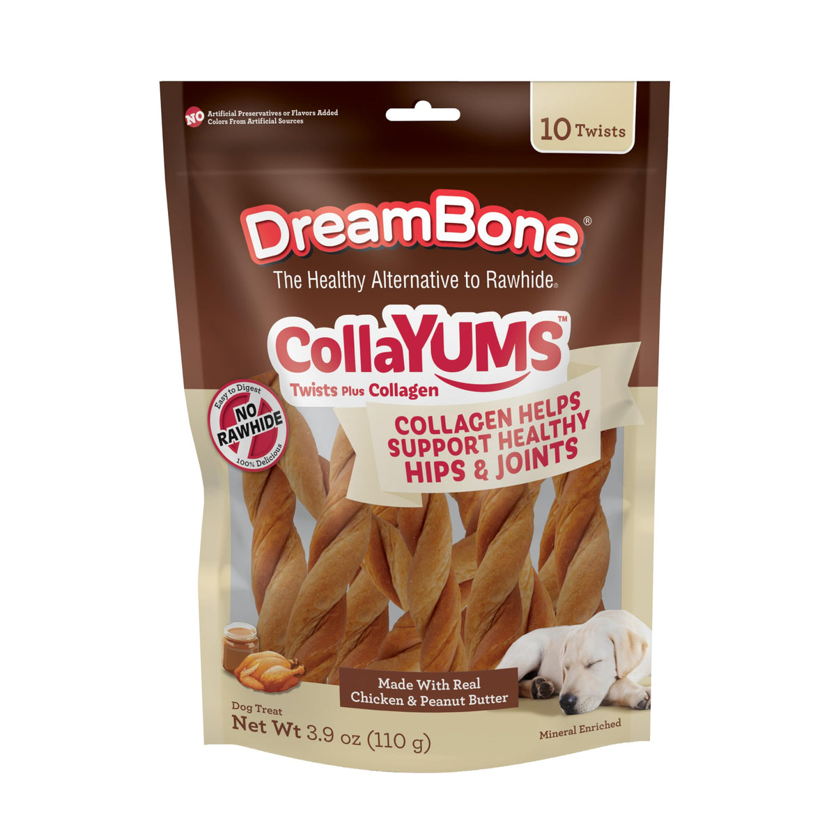 DreamBone CollaYUMS twists pollo, sabor delicioso para perros, ayuda a mantener dientes limpios