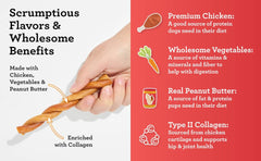 DreamBone CollaYUMS twists textura crujiente, masticación entretenida para perros activos