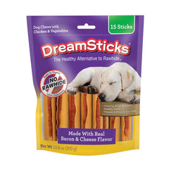 DreamBone DreamSticks sabor tocino queso para perros: premio sabroso sin cuero crudo