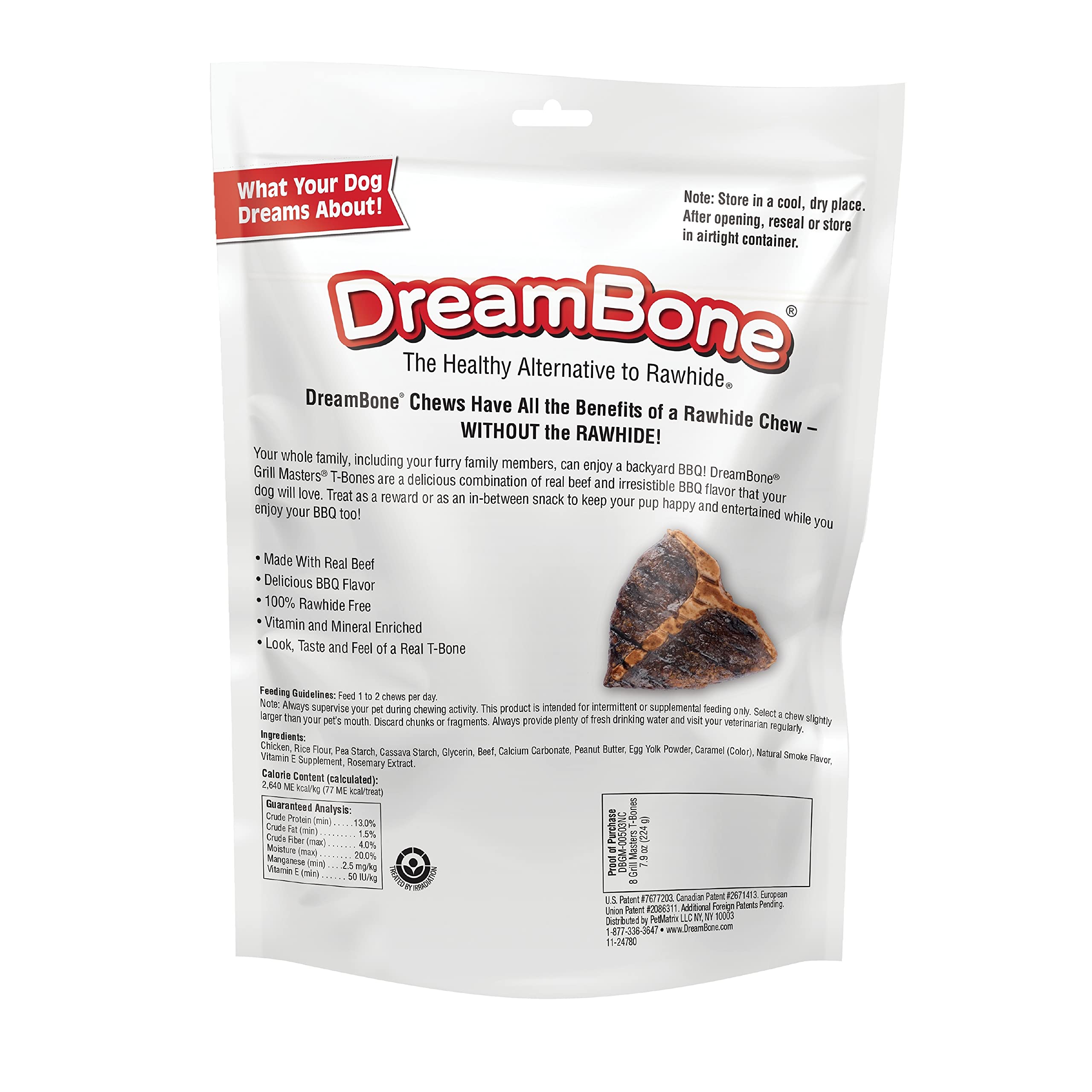 DreamBone Grill Masters Huesos en Forma de T: sabor barbacoa para perros activos.