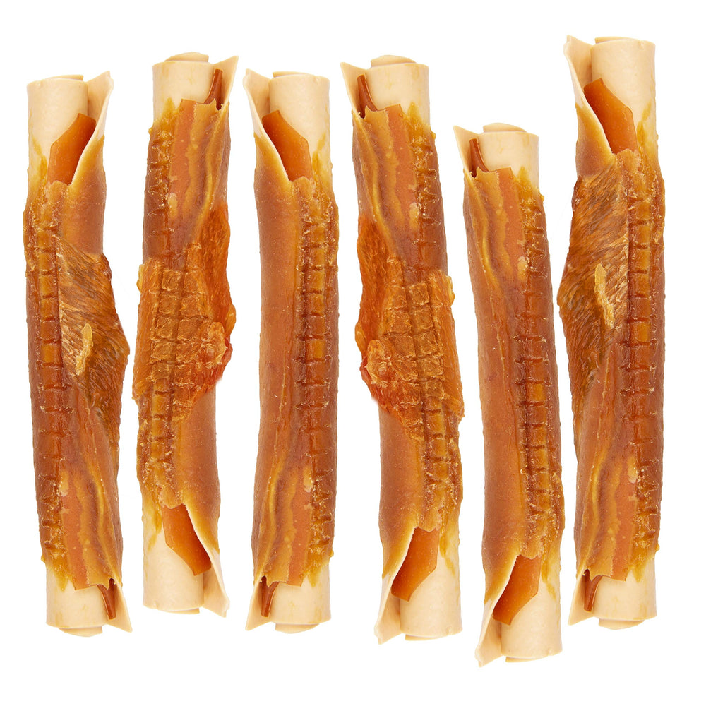 DreamBone Rollos Triple Sabor Cerdo: sabor irresistible y digestión fácil al masticar.