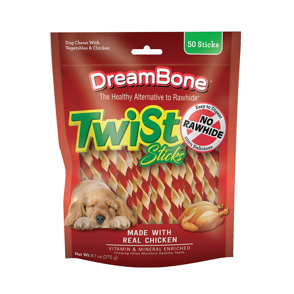 DreamBone Twist Sticks: bolsa de 50 palitos sin cuero para premiar el entrenamiento