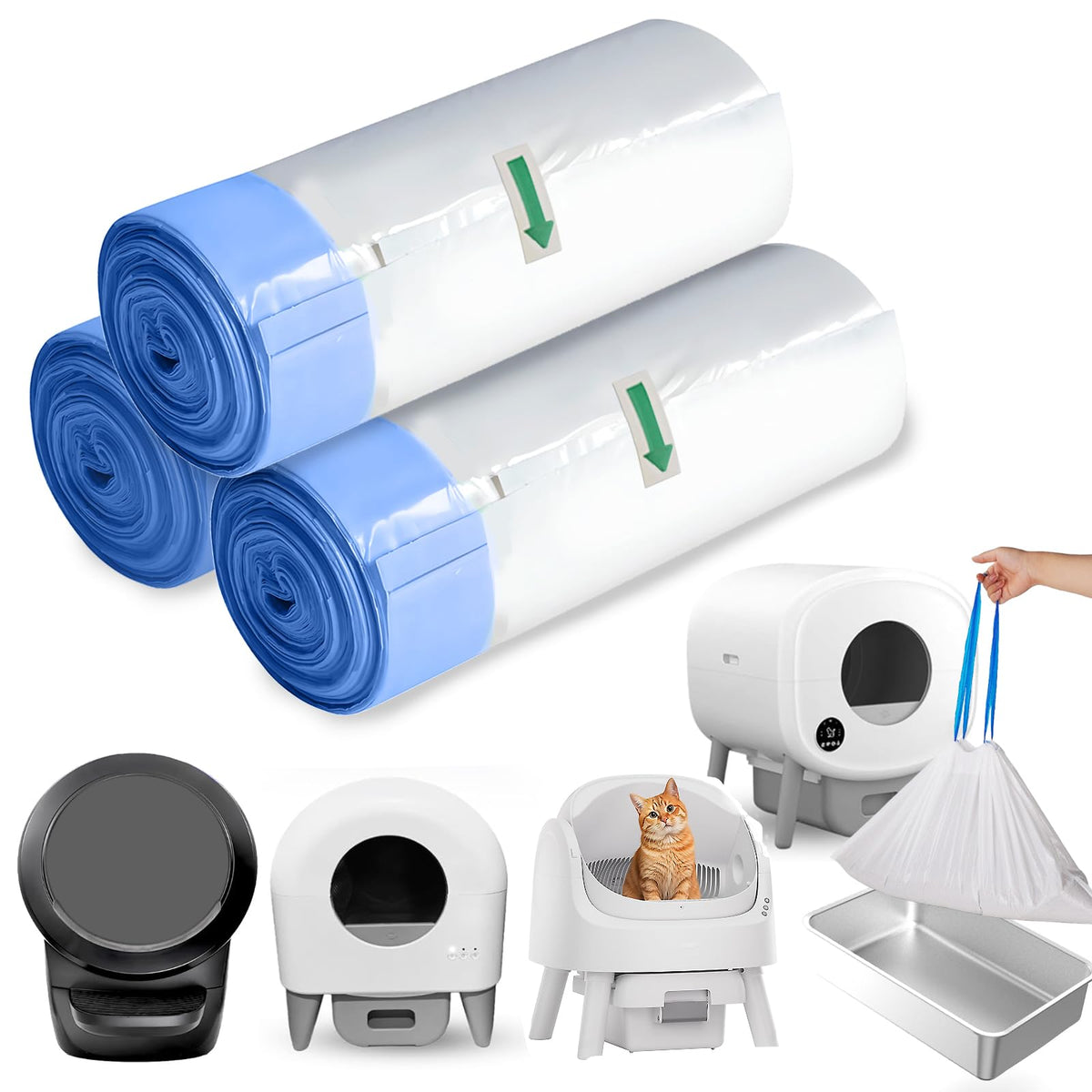 DSPET bolsas para caja de arena auto limpieza, 60 unidades para higiene diaria.