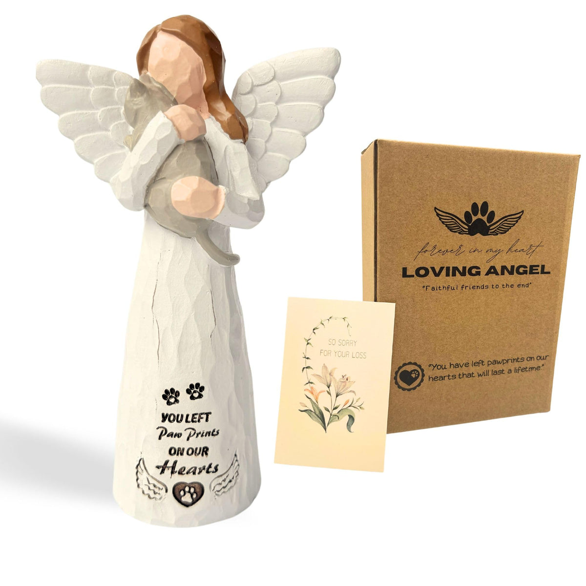 DUDULOVY estatua-angel-gato-pintada-mano: recuerdo tierno de tu gato.