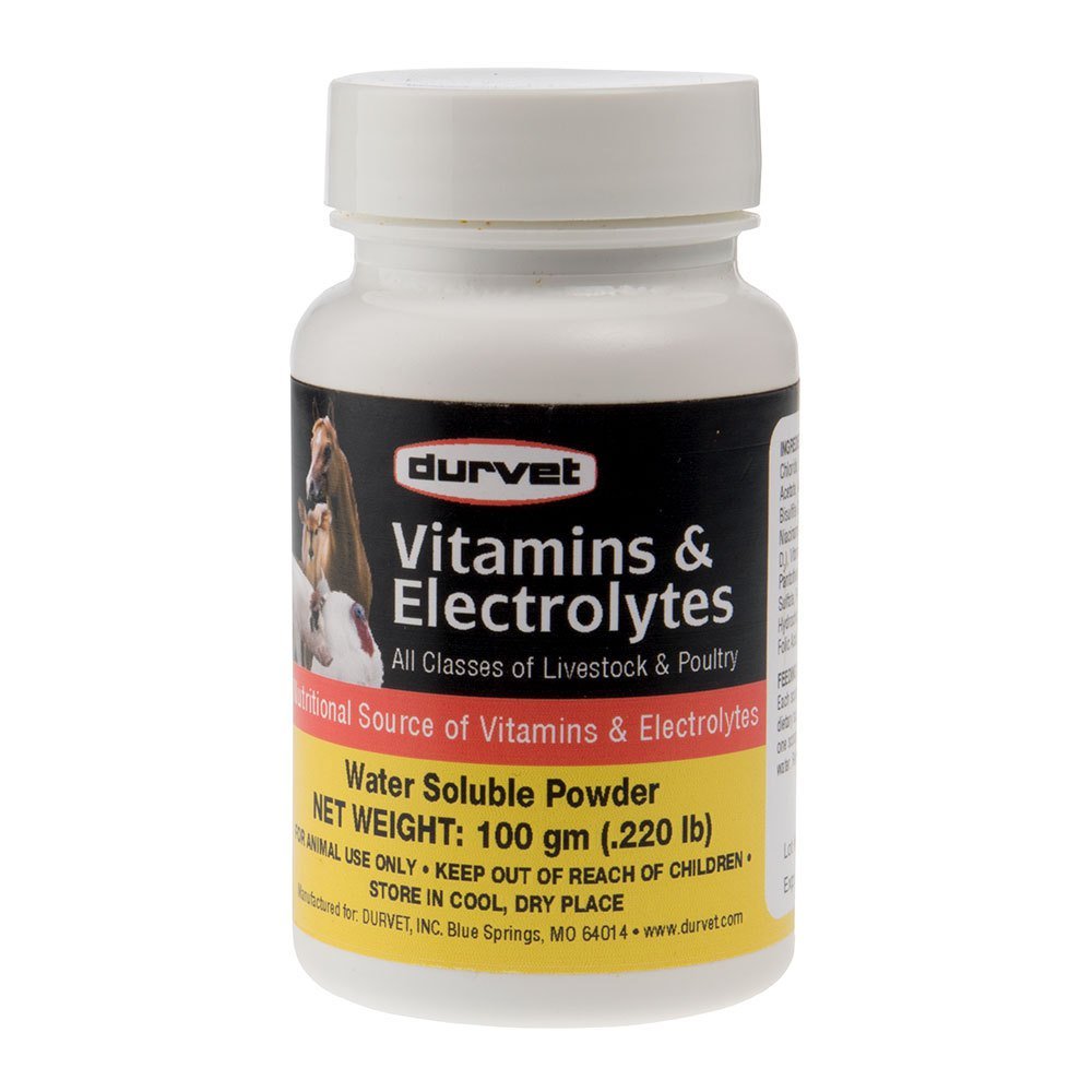 Durvet 698468 botella con vitaminas y electrolitos para aves y ganado, uso diario.