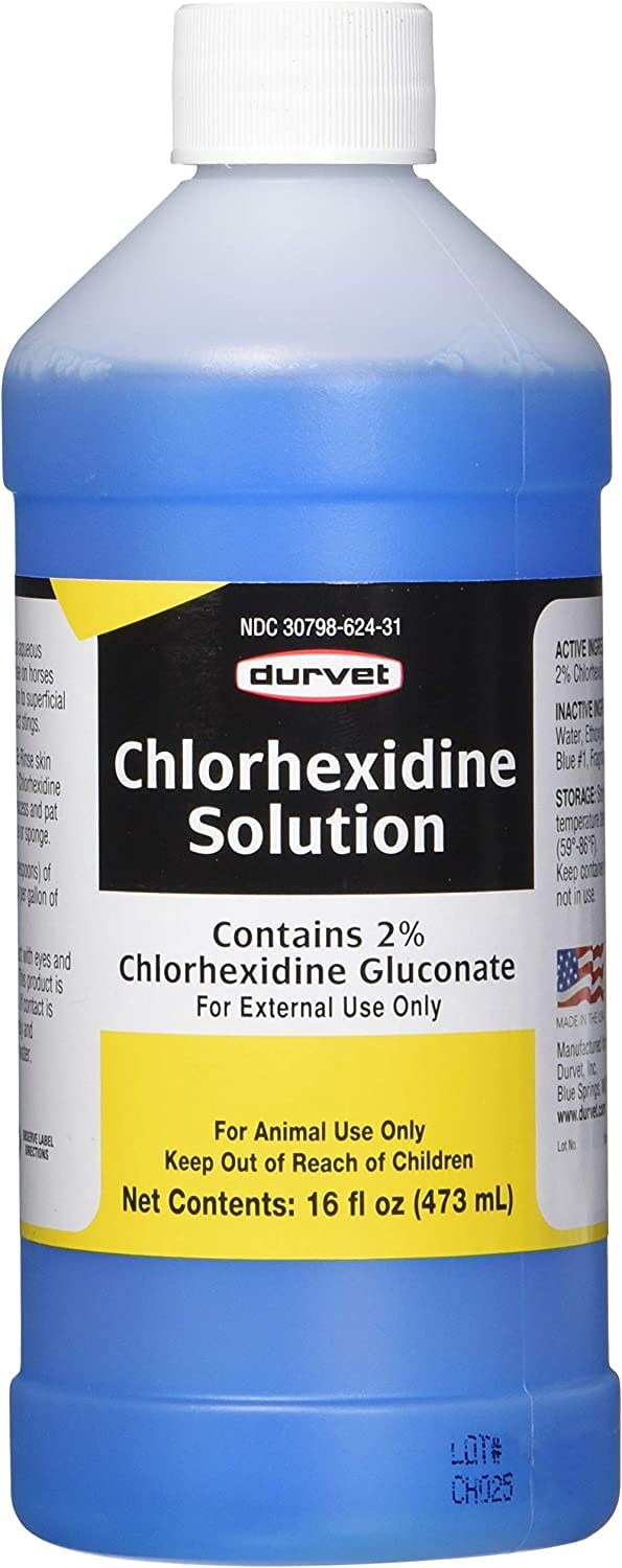 Durvet clorhexidina 16 onzas, perfecto para limpiar heridas en perros.