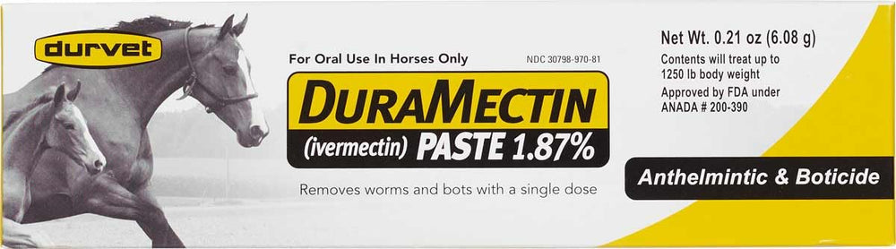 Durvet Duramectin Paste para caballo en tubo, facilita el manejo de parásitos internos.