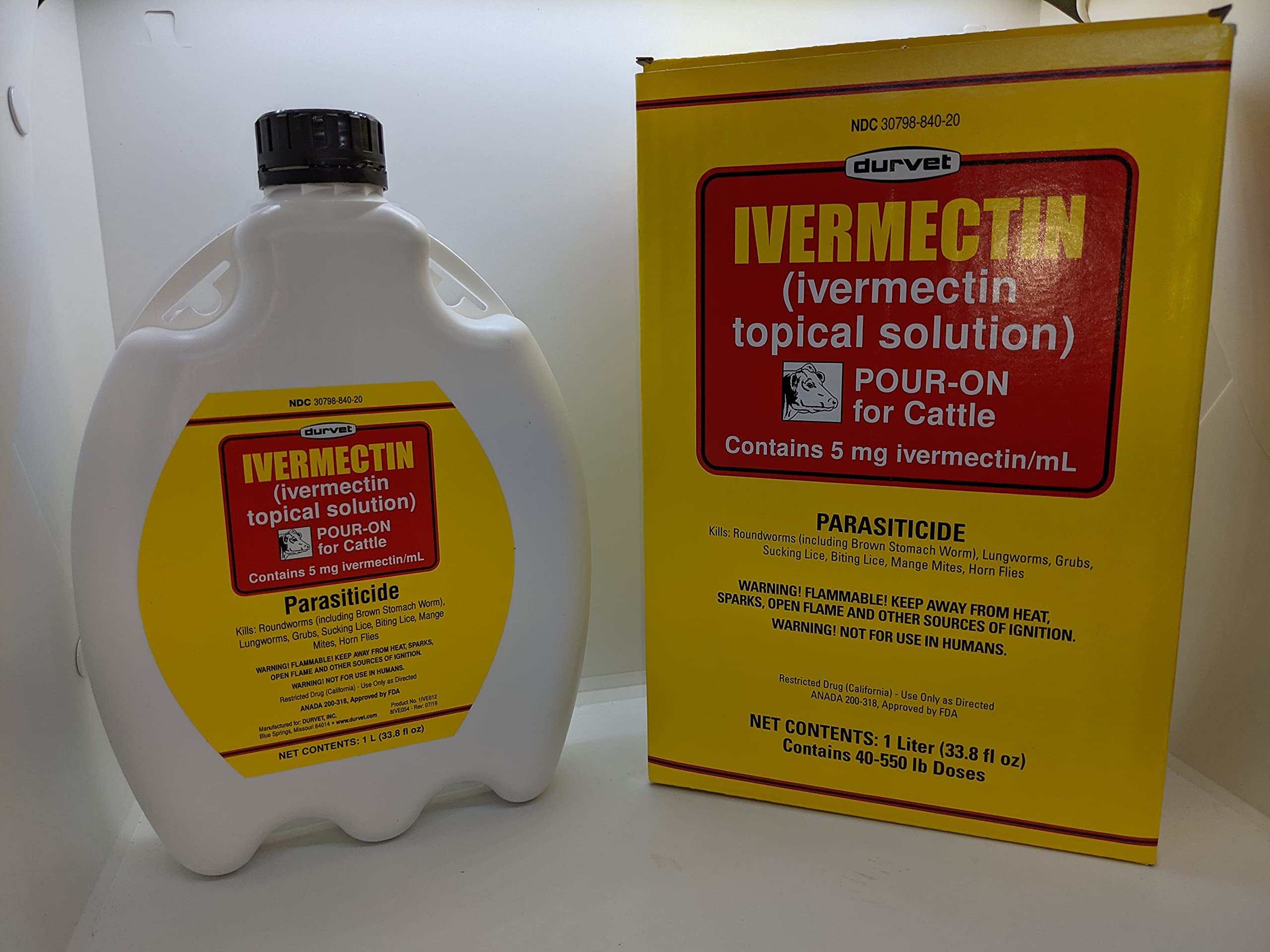 Durvet Ivermectina para aplicación tópica en ganado: botella de 1000 ml lista para usar