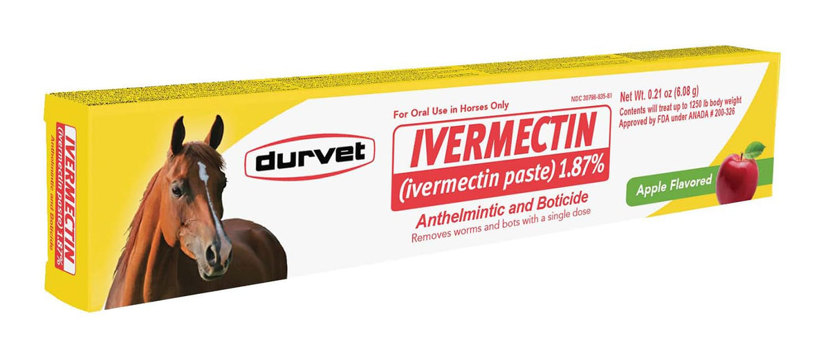 Durvet ivermectina pasta equina, envase sabor manzana facilita la administración