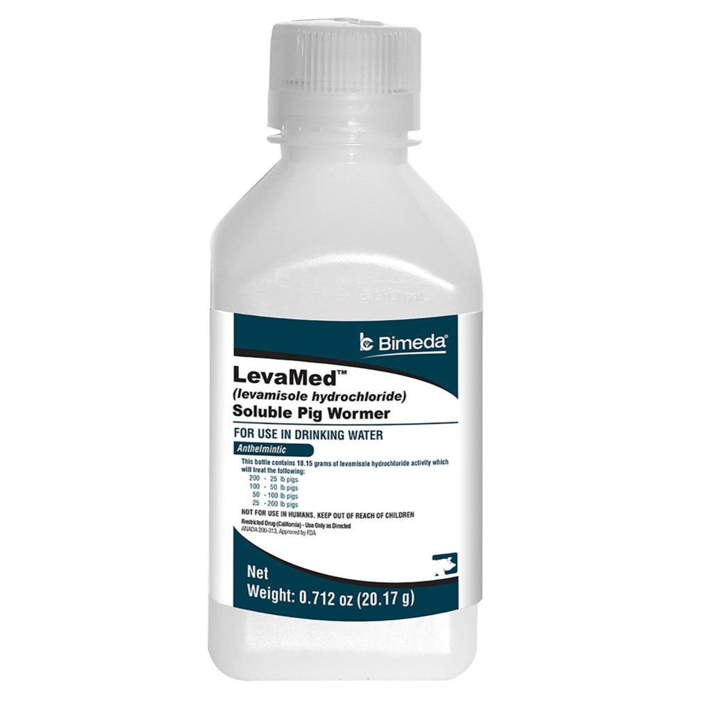 Durvet Levamed soluble para cerdos, disolución en agua para desparasitar gusanos intestinales.