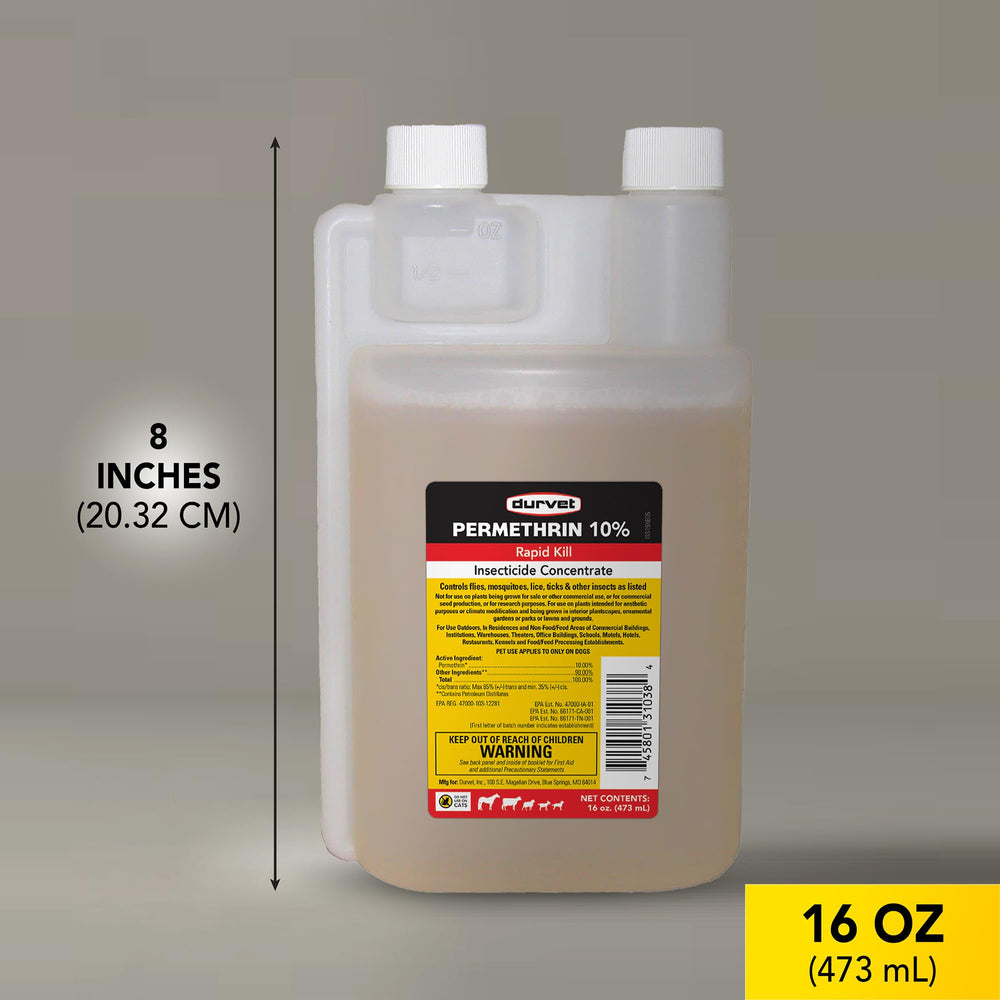 Durvet Permethrin EC 10% dosificador facilita una dosificación precisa y conveniente.
