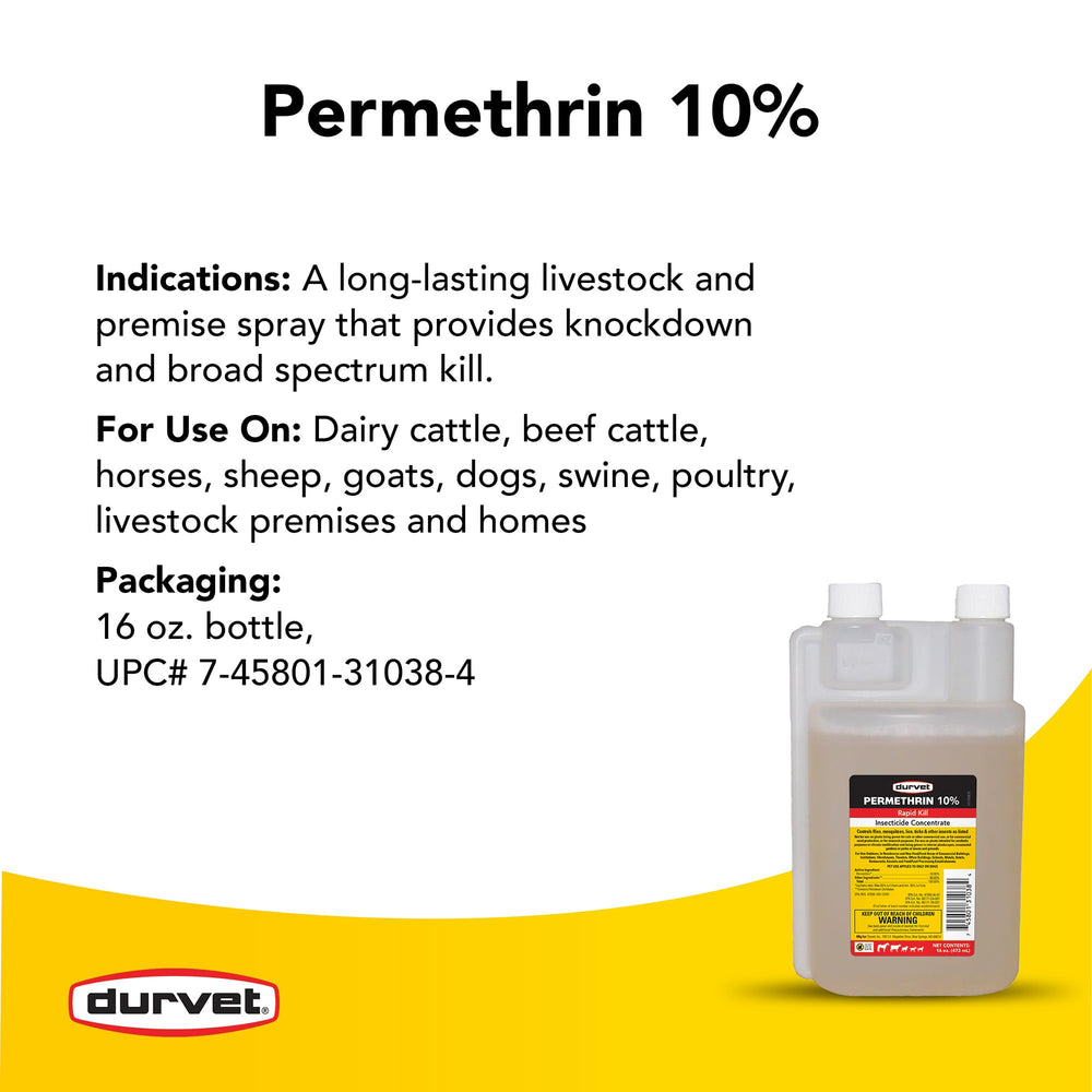 Durvet Permetrina EC 10% empaque: detalles y fácil manejo