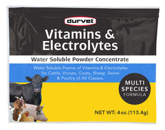 Durvet Vitaminas y Electrolitos Conc: botella de 4 onzas para apoyo nutricional diario.