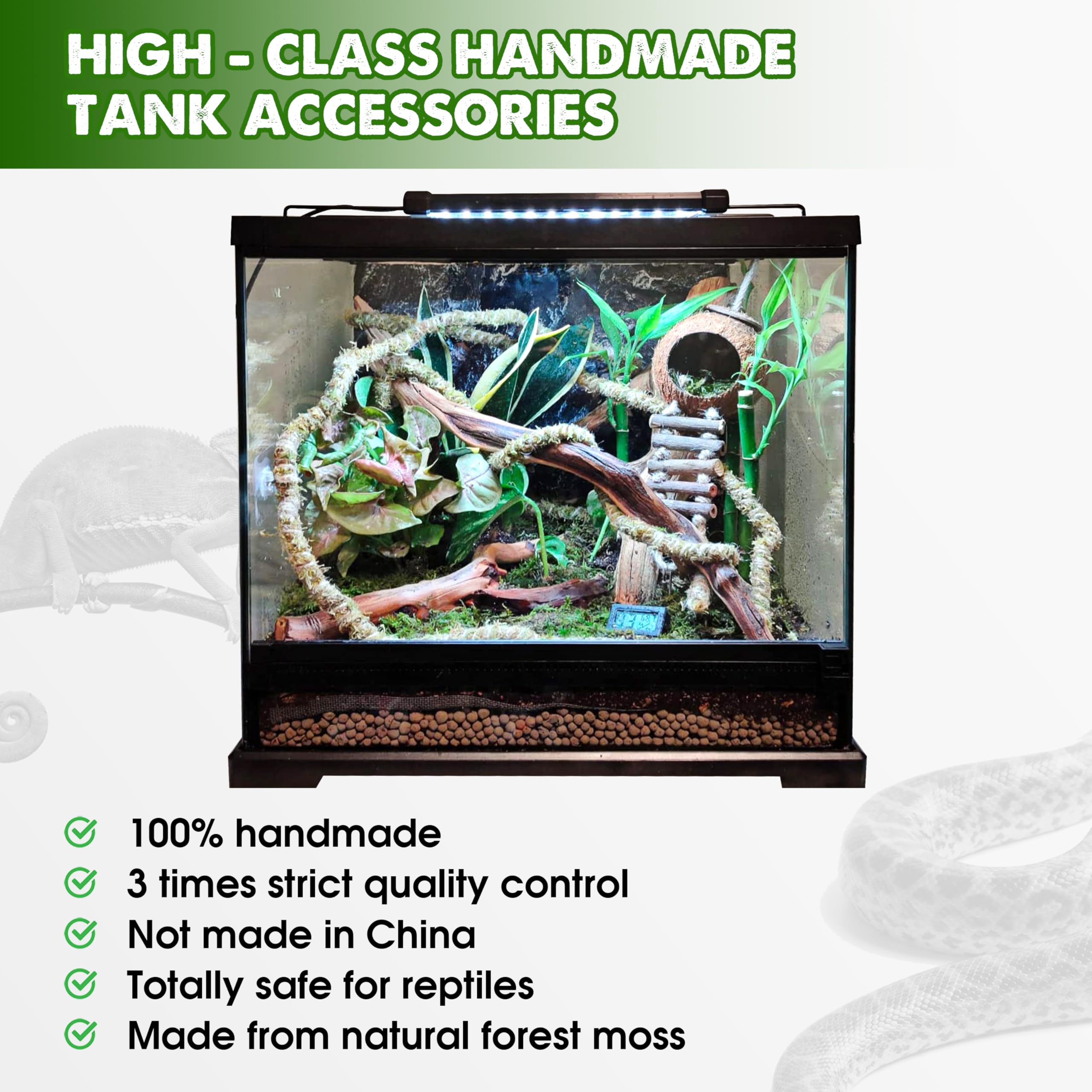 Ambiente realista con liana y musgo Duspro para reptiles