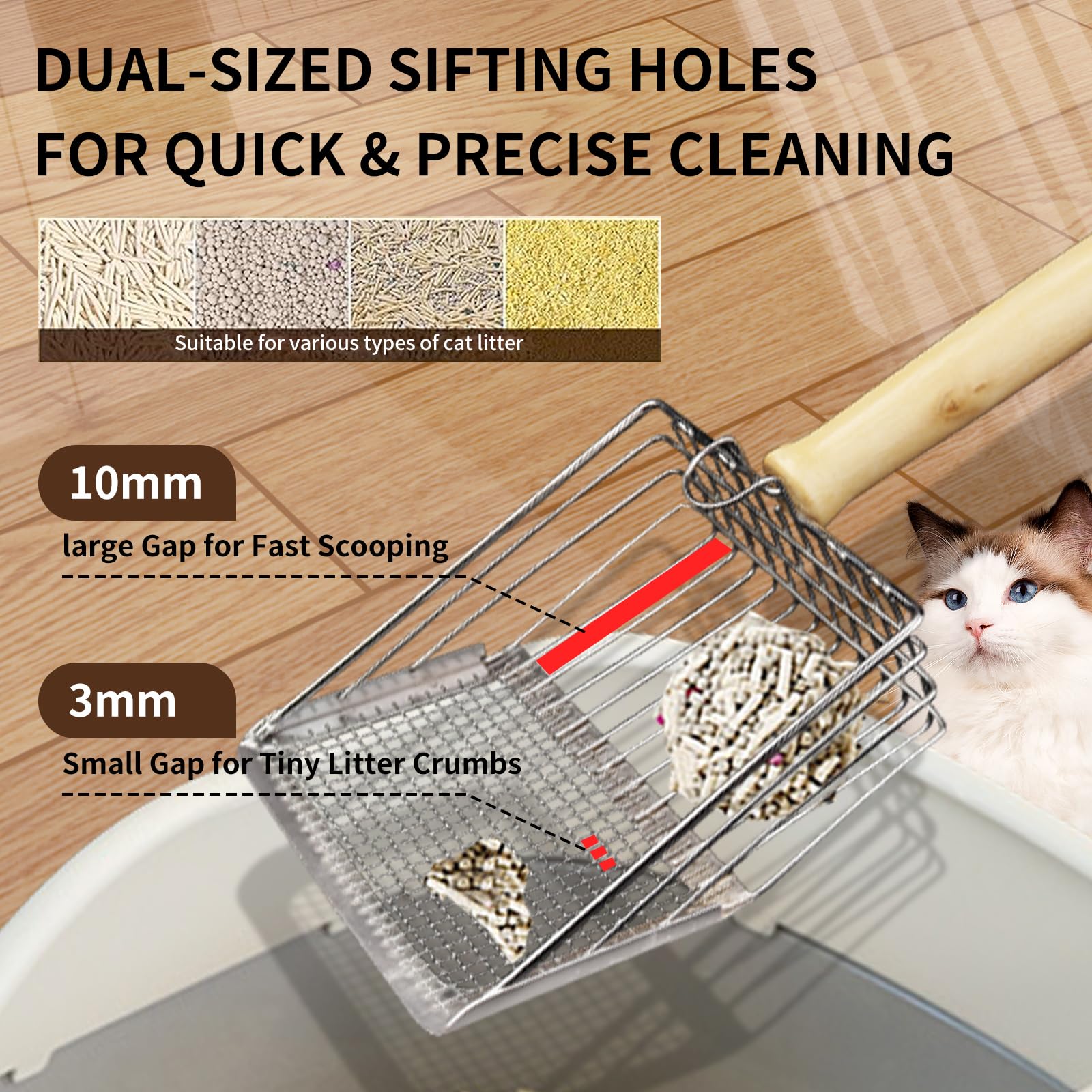 DUSTNIX pala para arena gato con profundidad de 6 cm