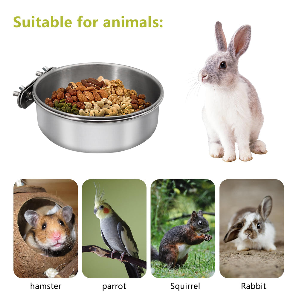 DVHEY cuenco inoxidable para aves garantiza durabilidad y limpieza fácil.