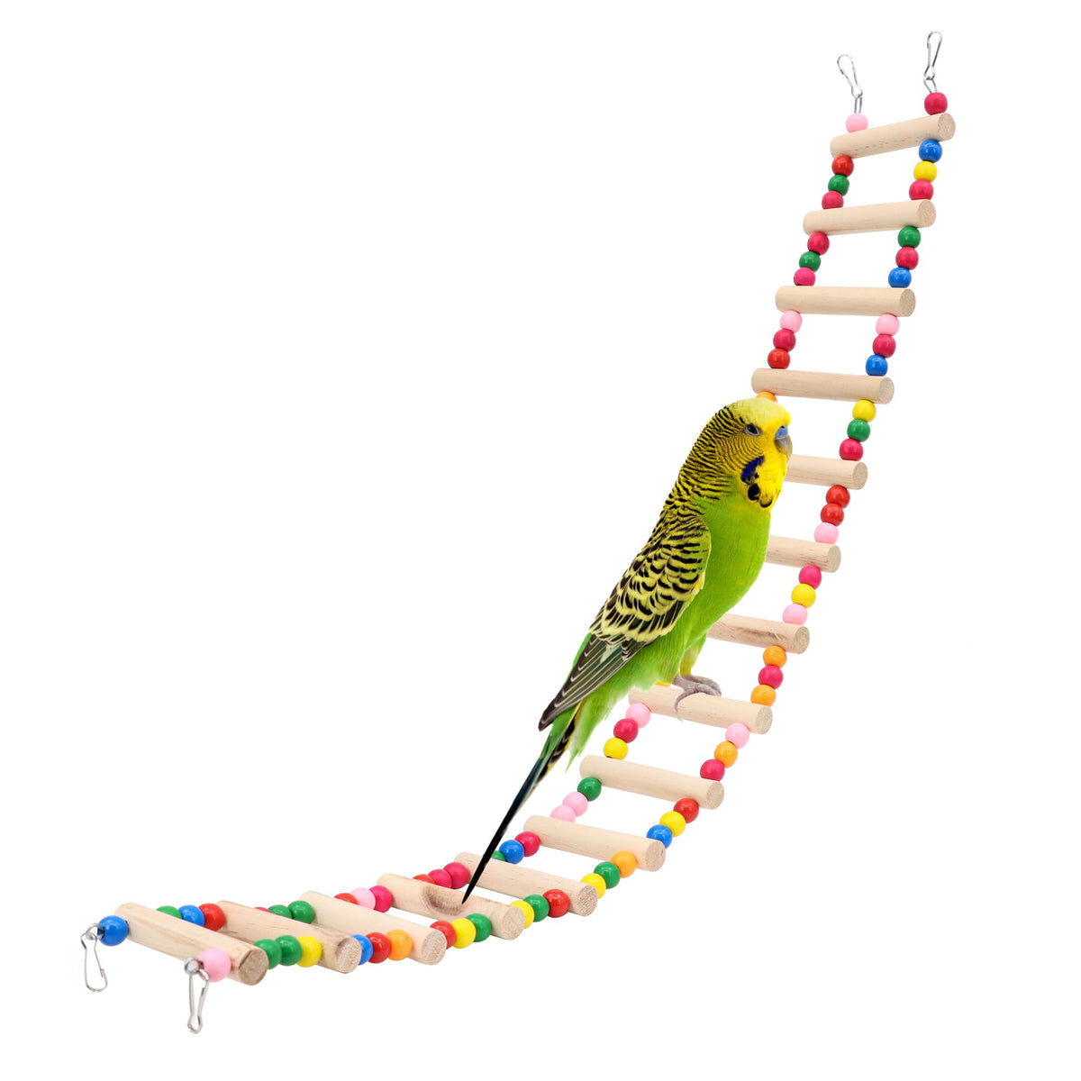 DVHEY escalera-pajaro-15-escalones-madera facilita trepar y ejercitar al pajaro