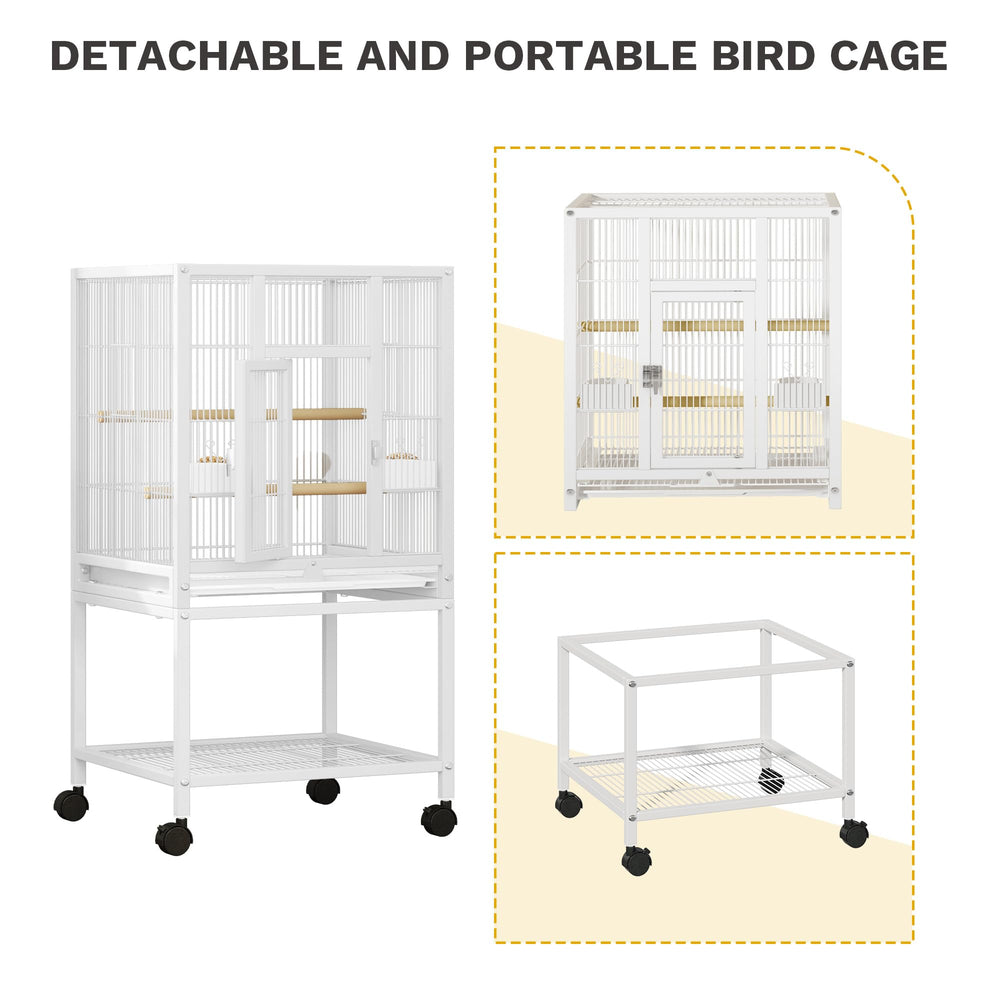 accesorios incluidos: comederos y perchas de madera para aves.