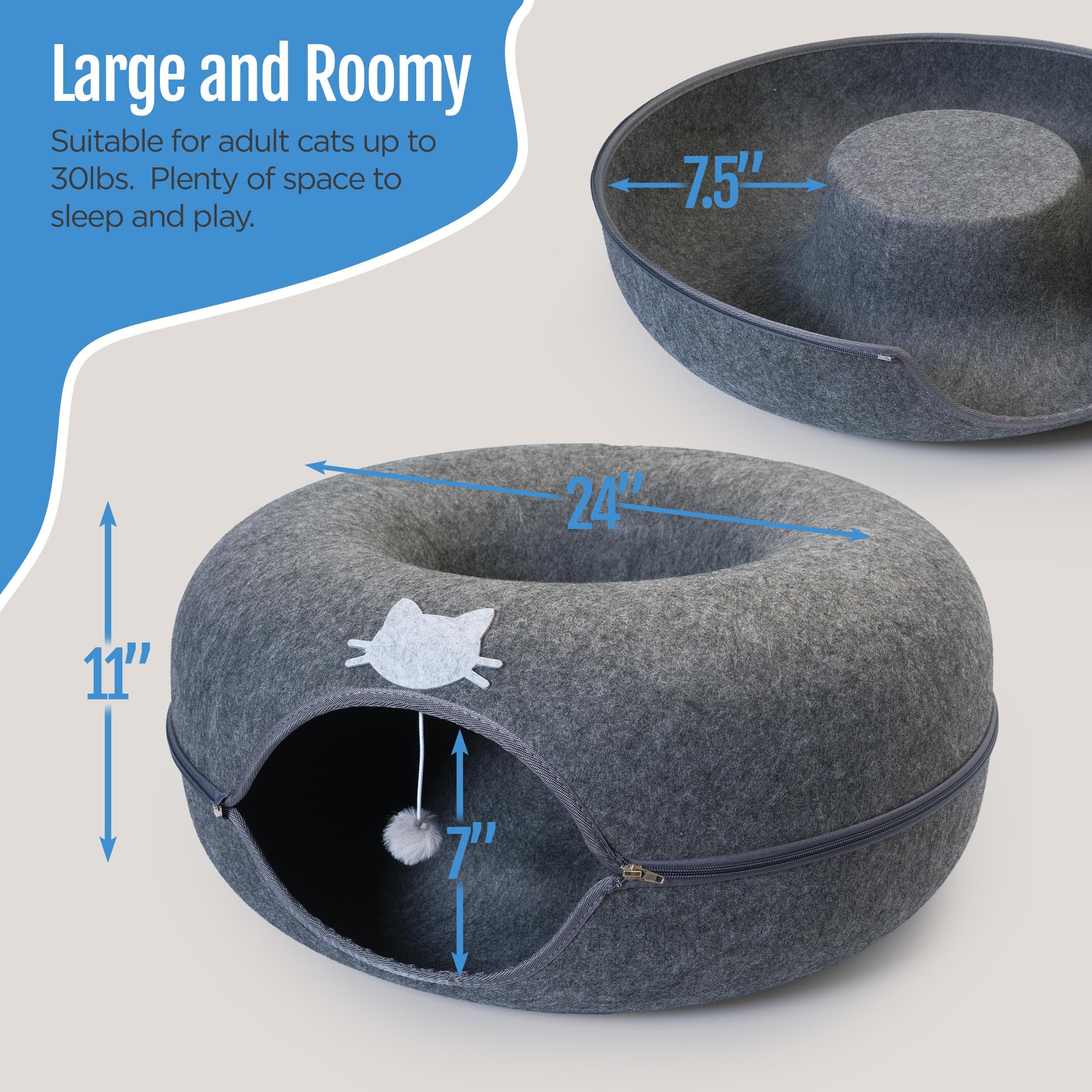 Meow Mansion: cama donut superior, ideal para gatos grandes y cómodos sueños.