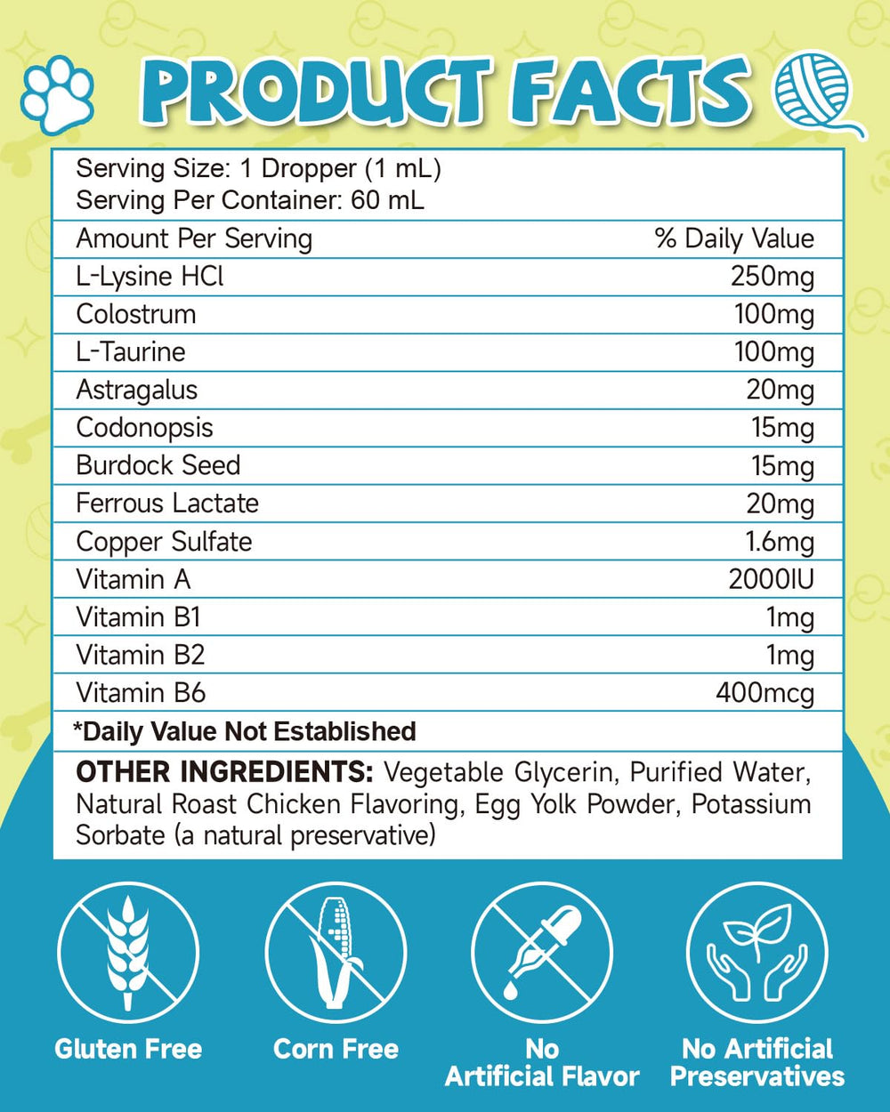 Fórmula sin gluten para gatos, L-Lisina de Eagou Diary.