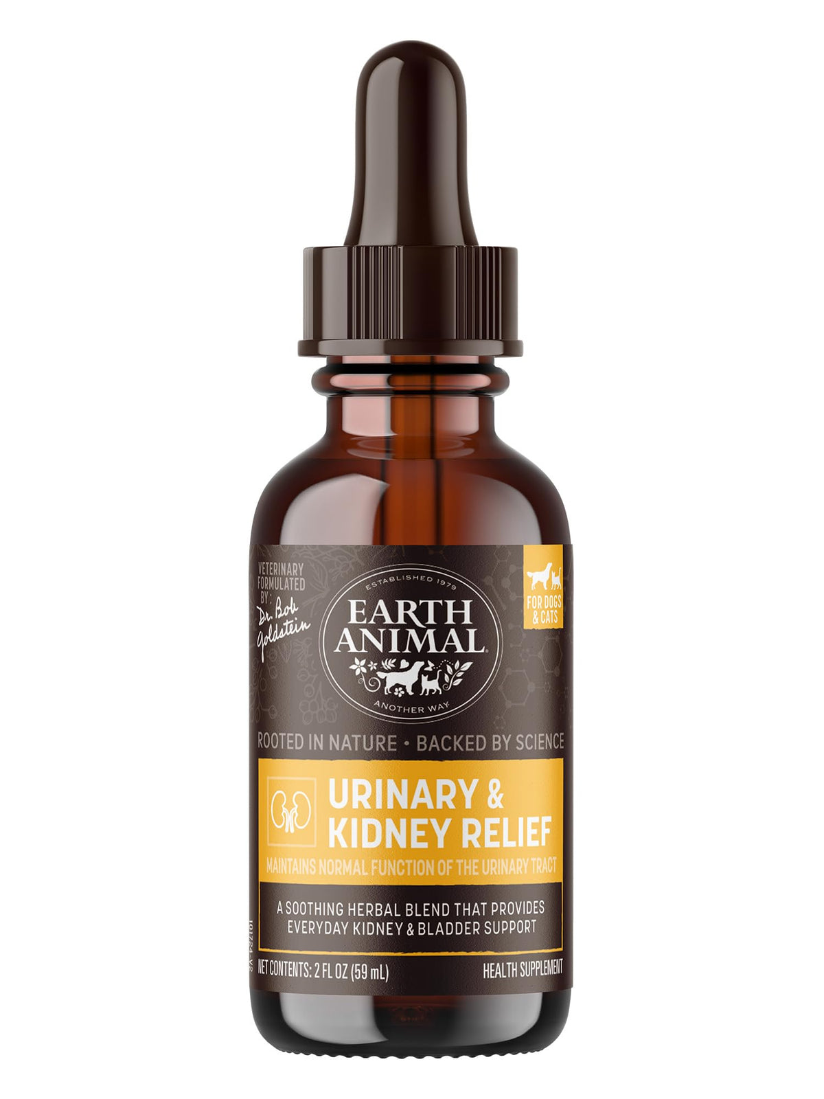 Earth Animal Apothecary suplemento líquido botella 2oz, apoyo al bienestar urinario.