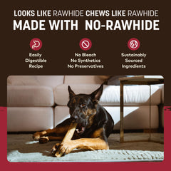 Earth Animal No Hide Chews, hecho en EE. UU., ingredientes puros.