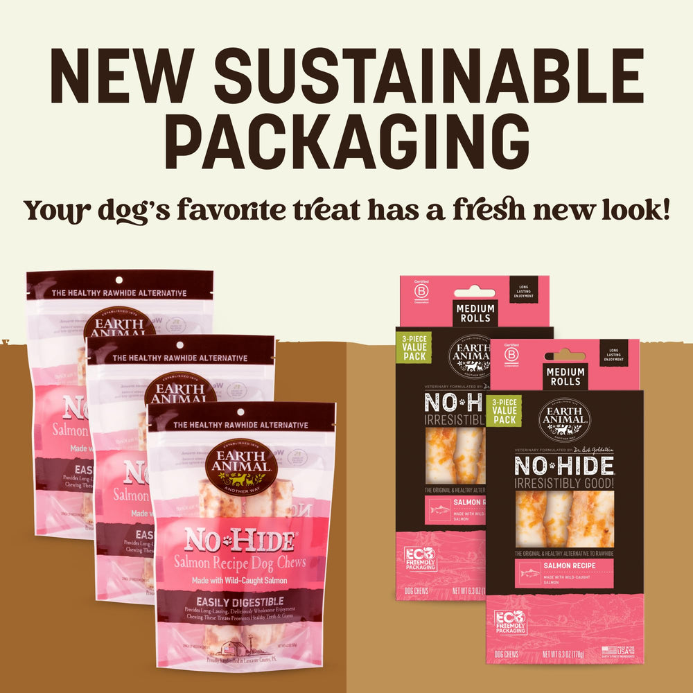 Earth Animal No Hide Chews perros medianos, rodajas de salmón para masticar
