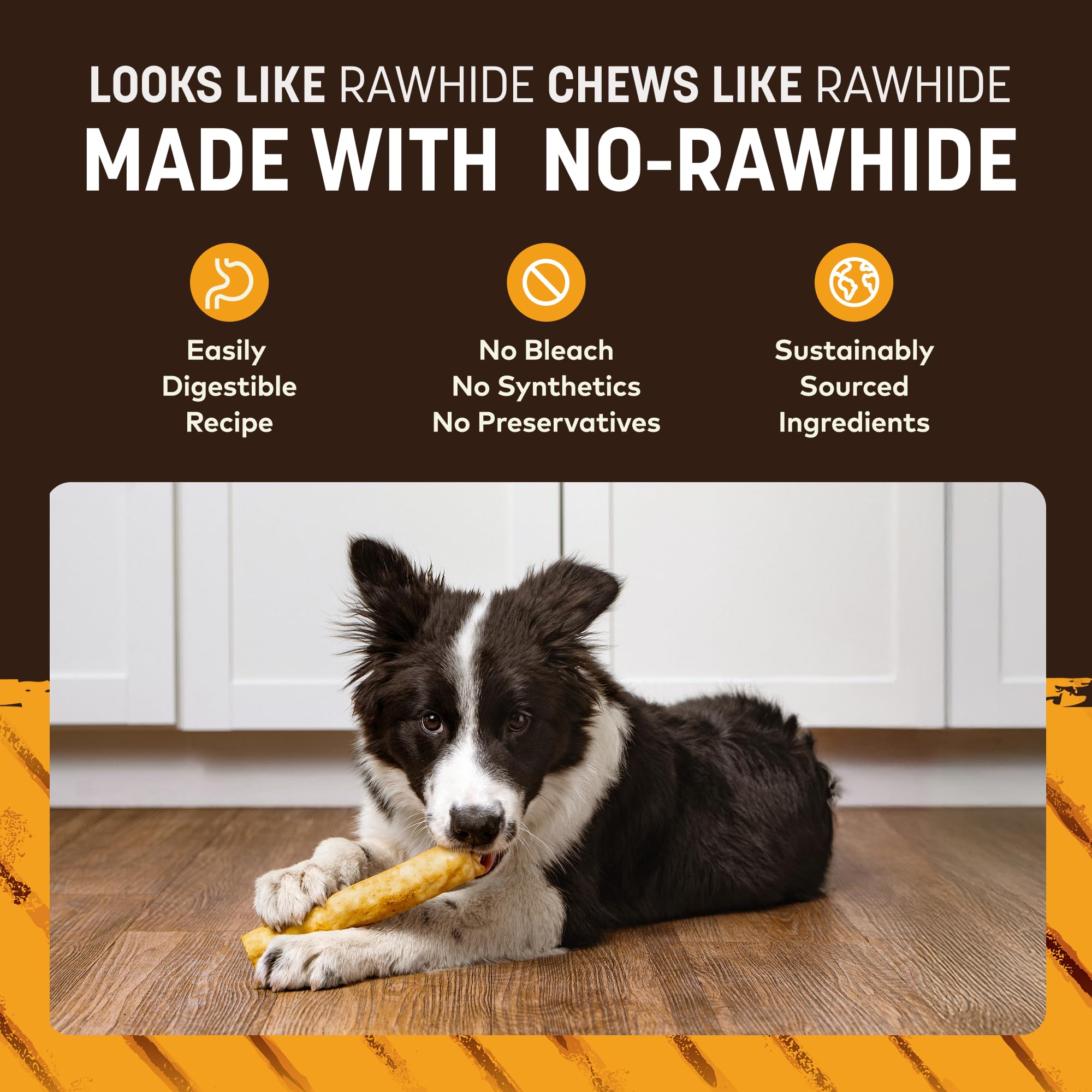 Earth Animal No Hide Chews sin olor fuerte para una experiencia agradable.