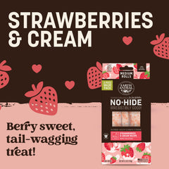 Earth Animal No-Hide Rollos Fresas y Crema, ingredientes naturales para masticar saludable.