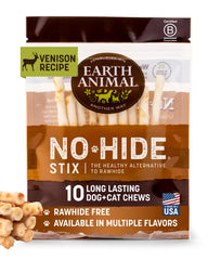 Earth Animal No Hide Stix bâton venaison, mastic durable pour petits chiens et chats.