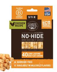 Earth Animal No Hide Stix: empaque de 40 piezas para morder por más tiempo.